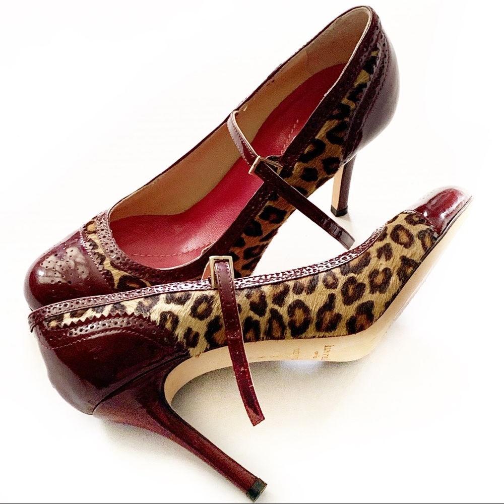 EUC-Kate Spade Cheetah/Burgundy Mary Jane Heels